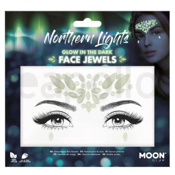 Wholesale Moon Glow In The Dark Face Jewels - Northern Lights 