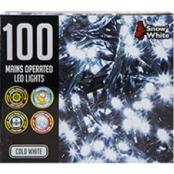 Multi Function 100 LED Mains Operated Lights- Cold White