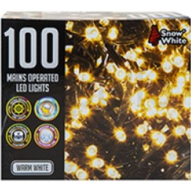 Multi Function 100 LED Mains Operated Lights - Warm White
