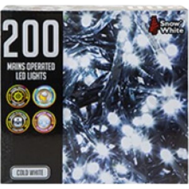 Multi Function 200 LED Mains Operated Lights - Cold White
