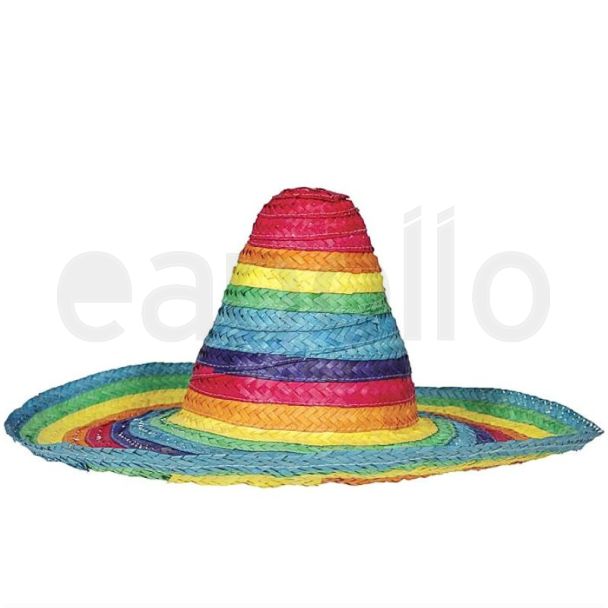 Adults Mexican Multicoloured Straw Hat - 50cm