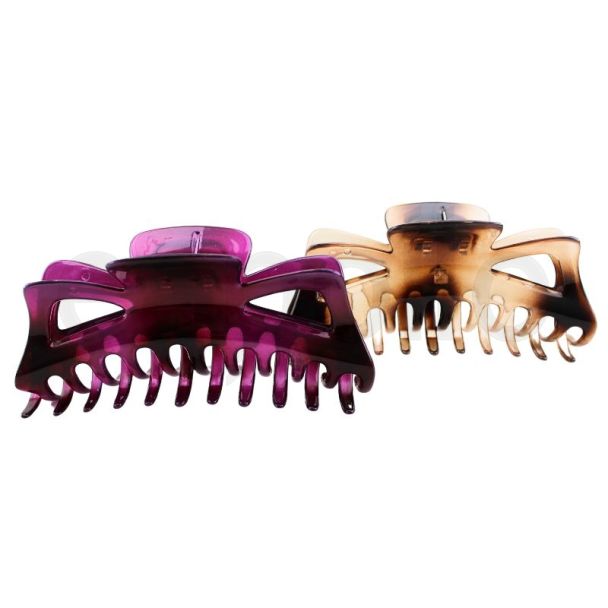 Natural Dual Tone Plastic Hair Clamps - Assorted - 14cm
