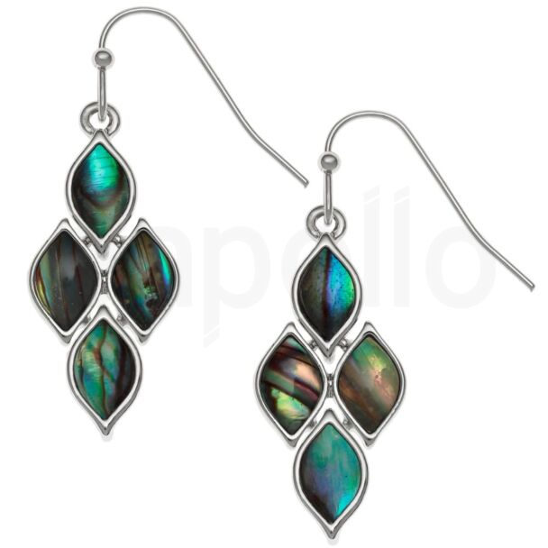 Natural Paua Shell Articulated Diamond Hook Earrings