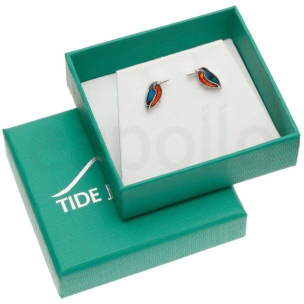 Blue & Amber Paua Shell Kingfisher Stud Earrings