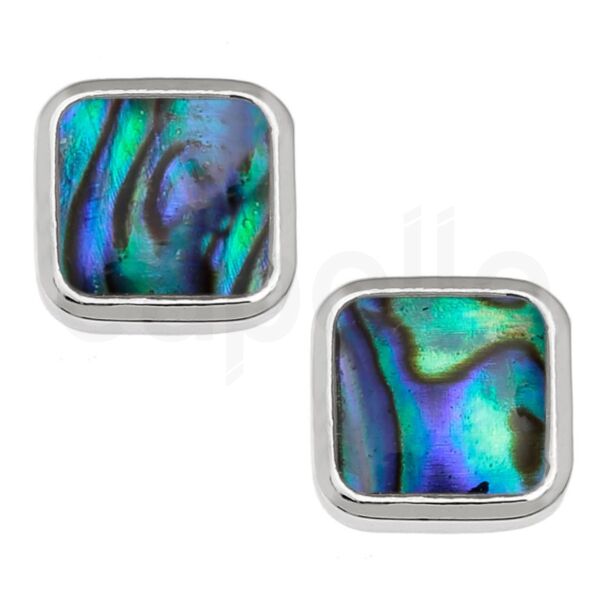 Natural Paua Shell Square Stud Earrings