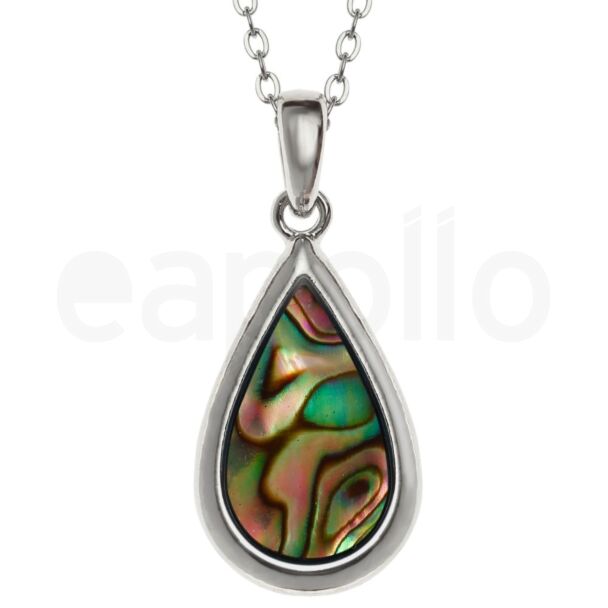 Natural Paua Shell Teardrop Pendant Necklace