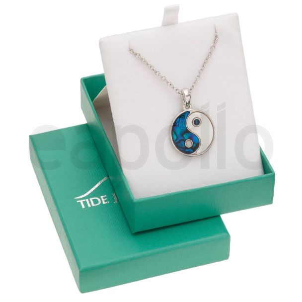 Natural Paua Shell Ying-Yang Pendant Necklace