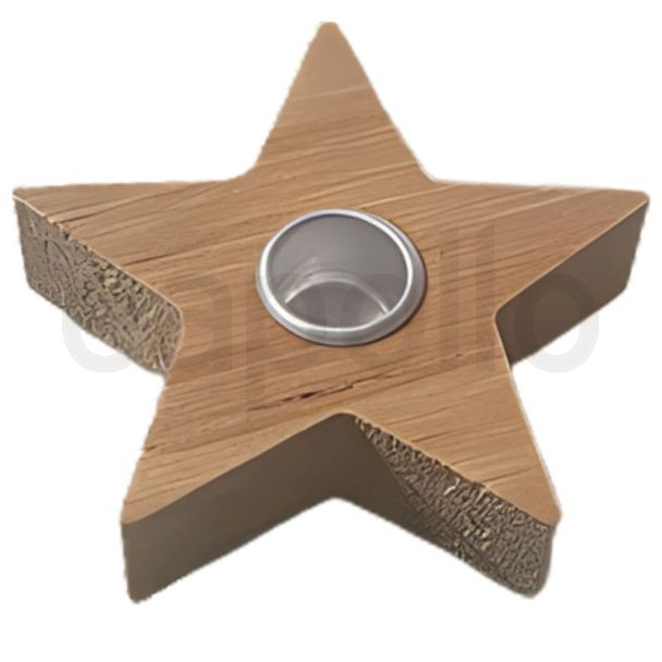 Natural Wooden Star Design Candle Holder