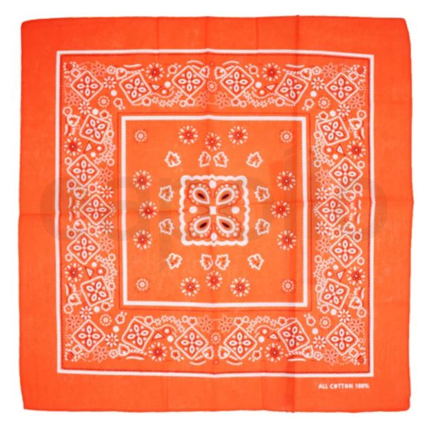 Floral Print Bandana - Neon Orange 