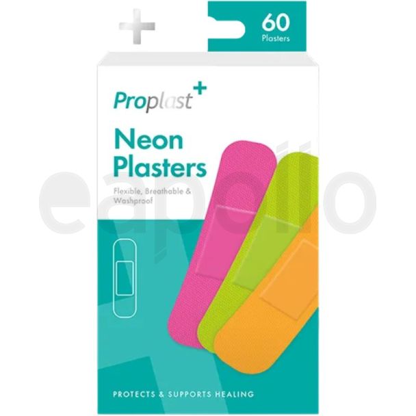 Neon Washproof Plasters Assorted Colours – Pack of 60
