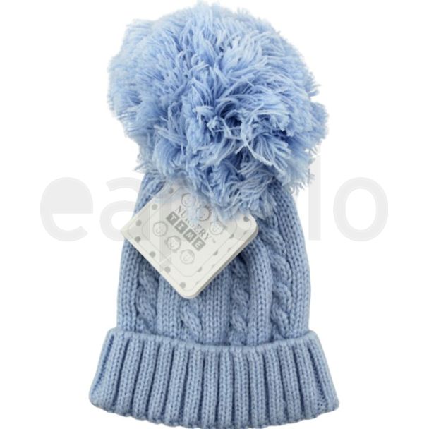 Nursery Time Babies Bobble Hat -Sky