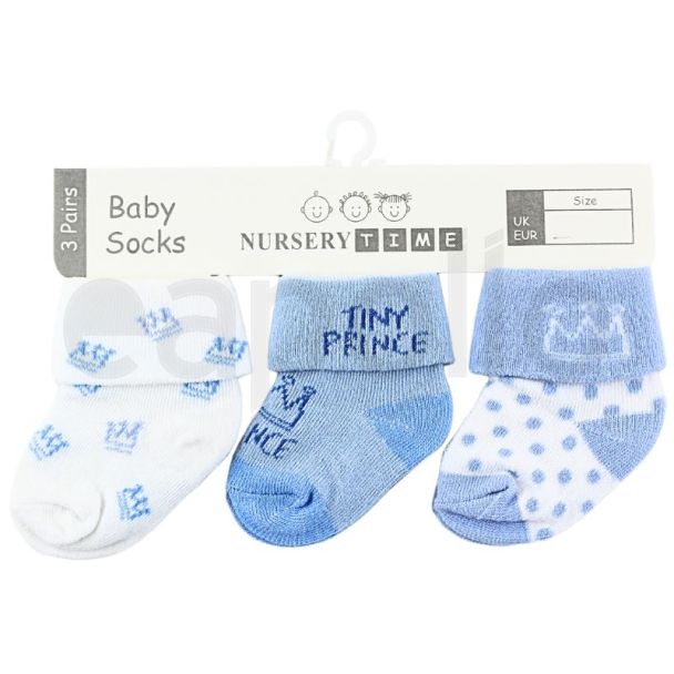 Nursery Time Baby Boy Socks (3 Pack) - Tiny Prince Design