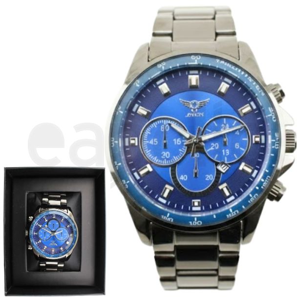 NY London Men's Metal Bracelet Watch - Gun/Blue 