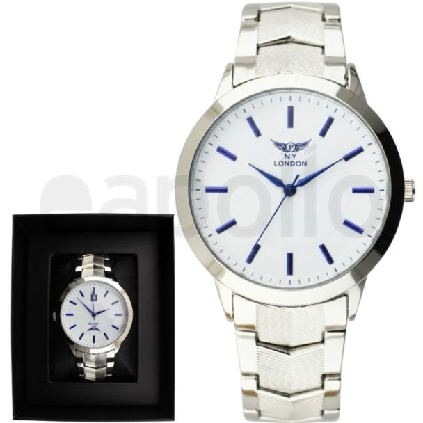 NY London Men's Round Metal Bracelet Watch - PNP/White