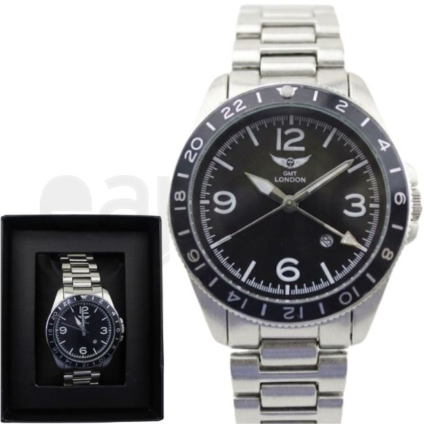 NY London Men's Metal Bracelet Watch - Silver/Black