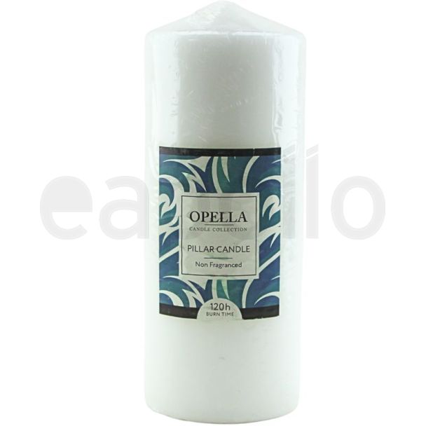 Opella Non-Fragranced Pillar Candle – 120 Hours Burn Time (20cm)
