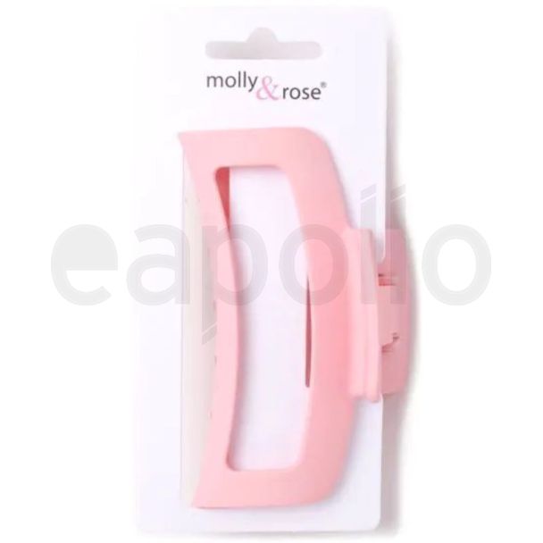 Pale Pink Matt Curved Open Rectangle Hair Clamp - 9cm