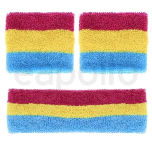 Head & Wrist Sweatband Set - Pansexual Colours