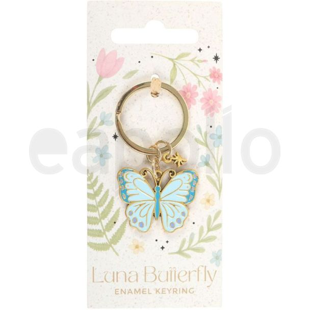 Pastel Blue Butterfly Enamel Keyring
