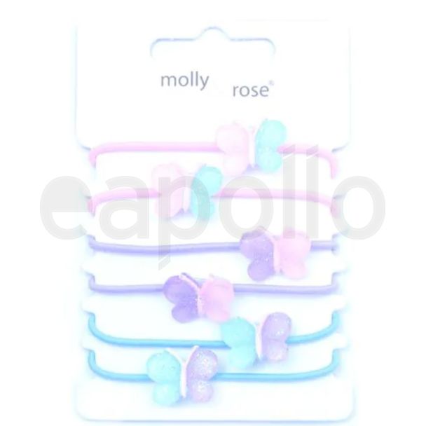 Pastel Butterfly Motif Bobble Elastics - Assorted Colours (2mmx4cm)