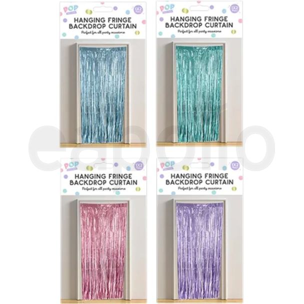 Pastel Hanging Metallic Fringe Backdrop Curtain