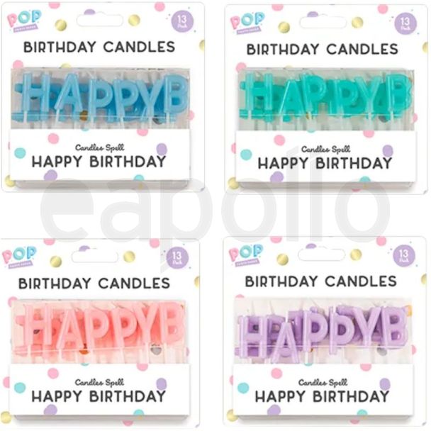 Pastel Happy Birthday Cake Candles Set - Assorted