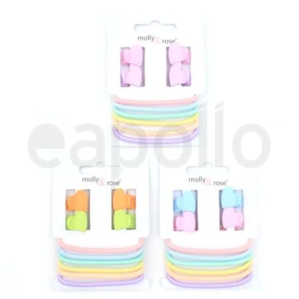 Pastel Heart Mini Clamps & Elastics Set