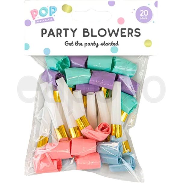 Pastel Party Blowers – 20 Pack