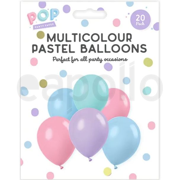 Pastel Soft Multicolour Balloons – (20 Pack) Assorted