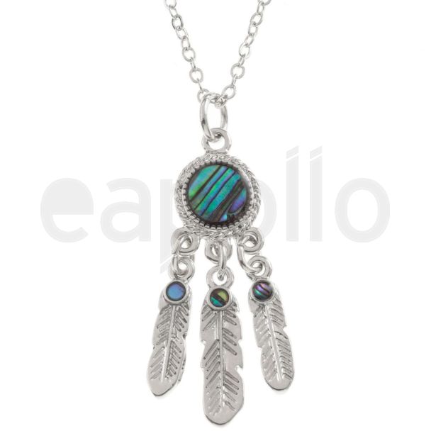 Paua Shell Dream Catcher Pendant Necklace