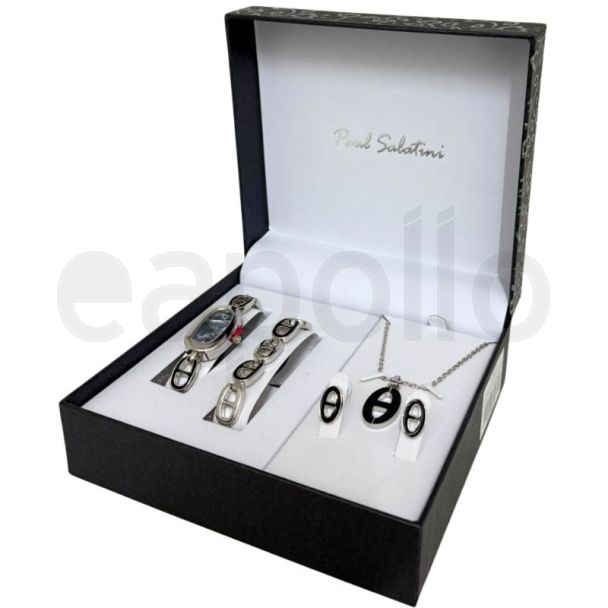 Paul Salatini Ladies Watch Gift Set - Pearl Grey/Silver(2541)