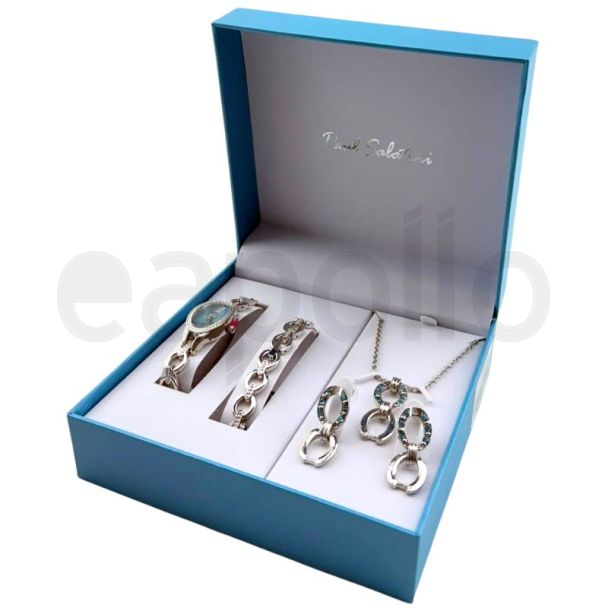 Paul Salatini Ladies Watch Gift Set - Silver/Blue(2355)