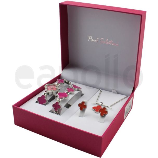 Paul Salatini Ladies Watch Gift Set - Silver/Pink/Red(2531)