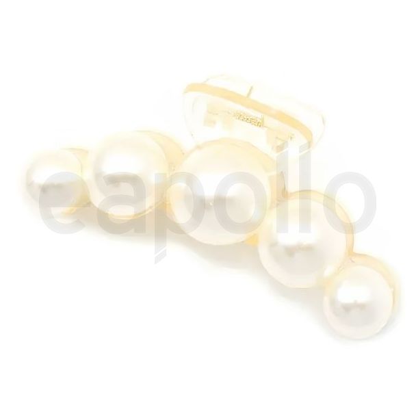 Pearl Bead Transparent Hair Clamp - 9.5cm