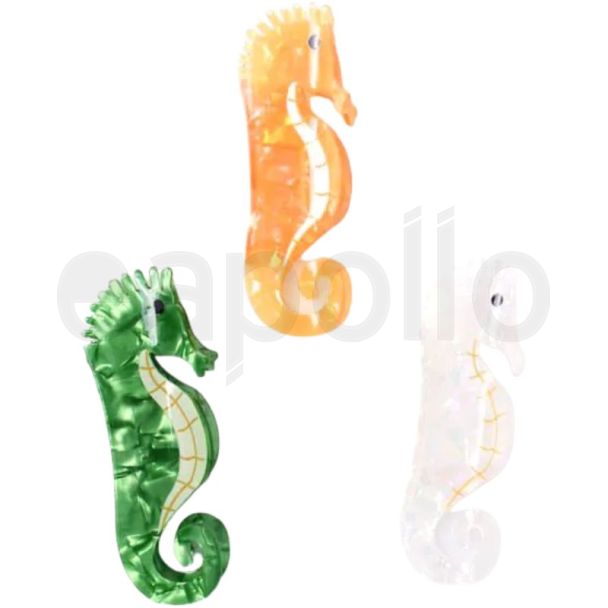 Pearlescent Seahorse Shaped Hair Clamp (10.5cm)