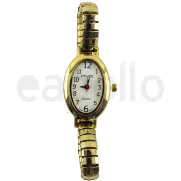 Wholesale Pelex Ladies Oval Dial Metal Expander Strap Watch - Gold/White