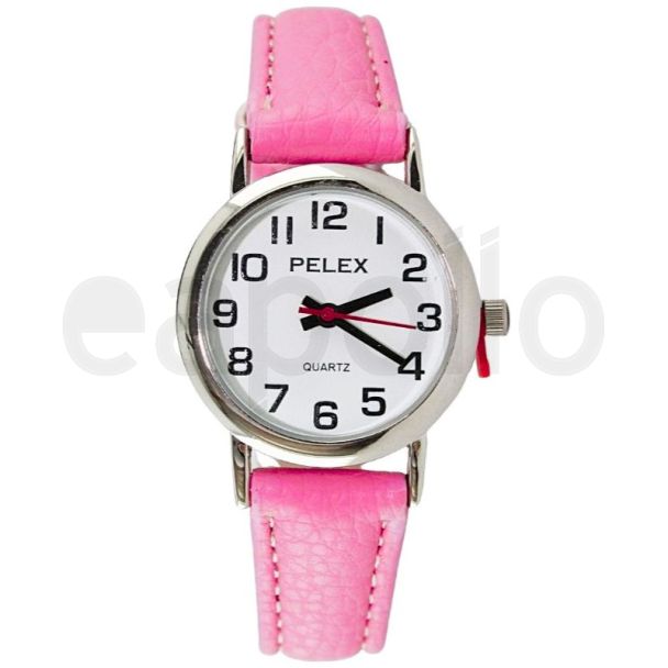 Pelex Ladies Round Leather Strap Watch - Light Pink