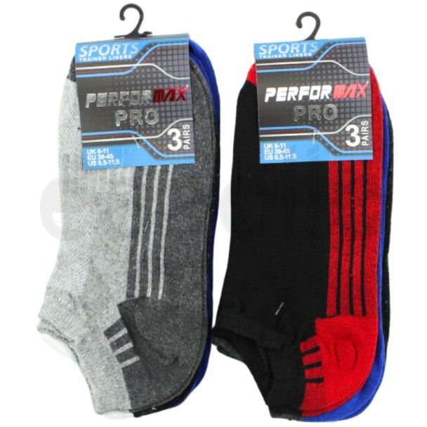 Perfodmax Sports Trainer Liners Socks for Men - Assorted(3 Pack)