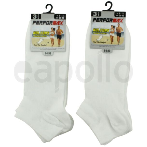 Performax Trainer Socks for Men - White (3 Pack) 