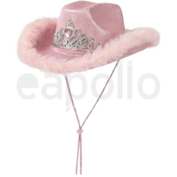 Pink Glitter Tiara Cowboy Party Hat – 37cm