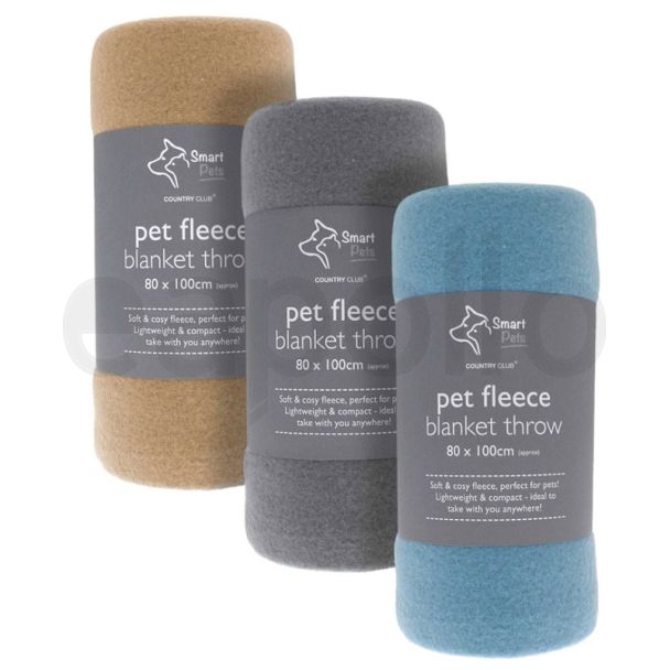 Wholesale Pet Fleece Blanket Throws Plain Design (80x100cm) - Assorted Colours