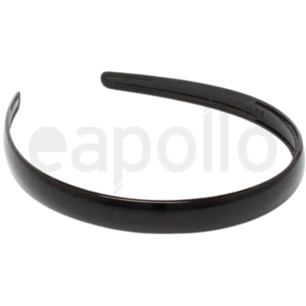 Plastic Alicebands With Small Teeth - Black (1.5cm Wide)