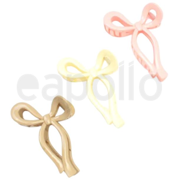Plastic Hair Clamp Bow Design  - Assorted (11Cm)