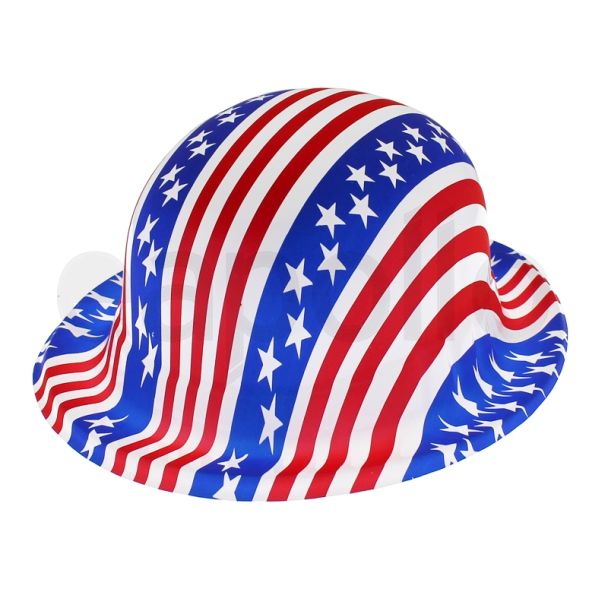 Plastic  USA Pattern Stars & Stripes Party Bowler Hat