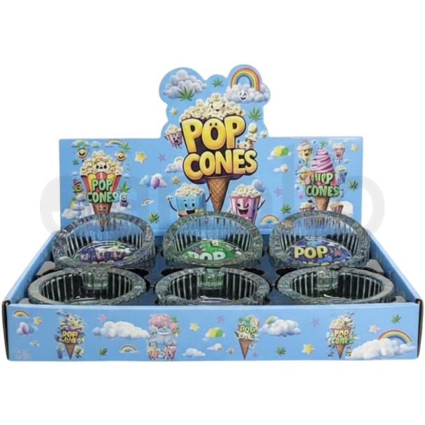 Pop Cones Design Glass Ashtray - Assorted (8.5x3.5cm)