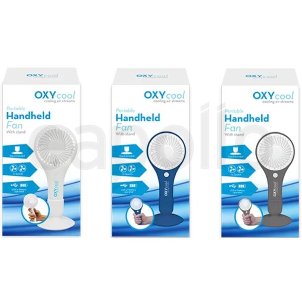Portable Handhold Fan With Stand - Assorted (Rechargeable/ Battery Operated)
