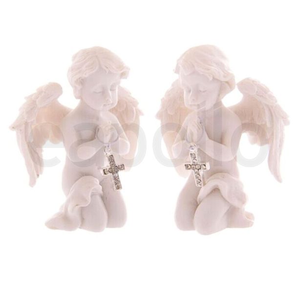 Praying Cherub with Bejewelled Cross Figurines 