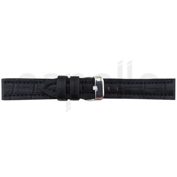 Black Premium Leather Croc Grain Padded Watch Strap - 18mm