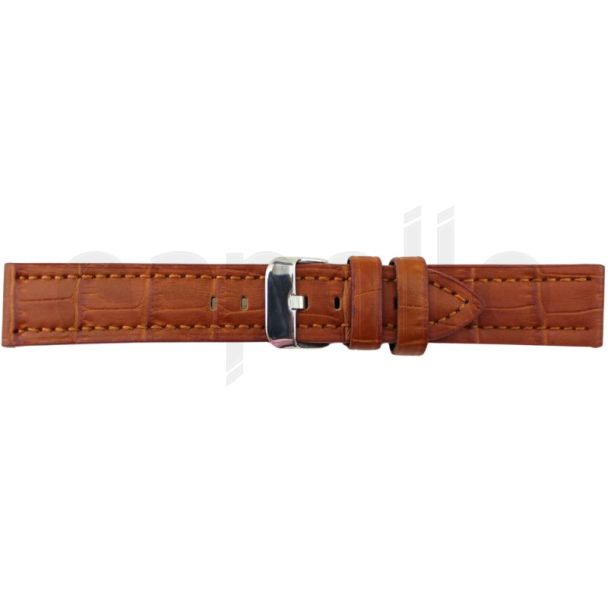 Tan Premium Leather Croc Stitched Watch Straps - 18mm