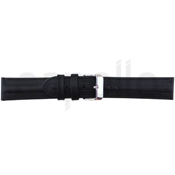 Black Premium Leather Padded Watch Strap - 18mm